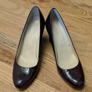 J crew patent maroon wedges